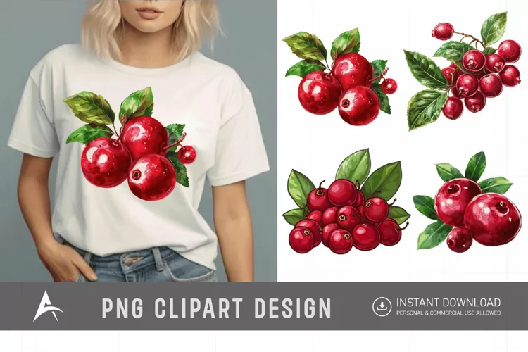 Watercolor Cranberry Clipart