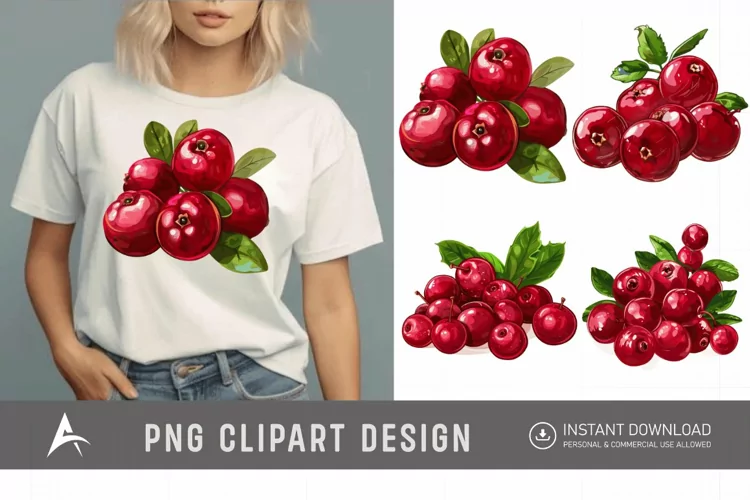 Watercolor Cranberry Clipart