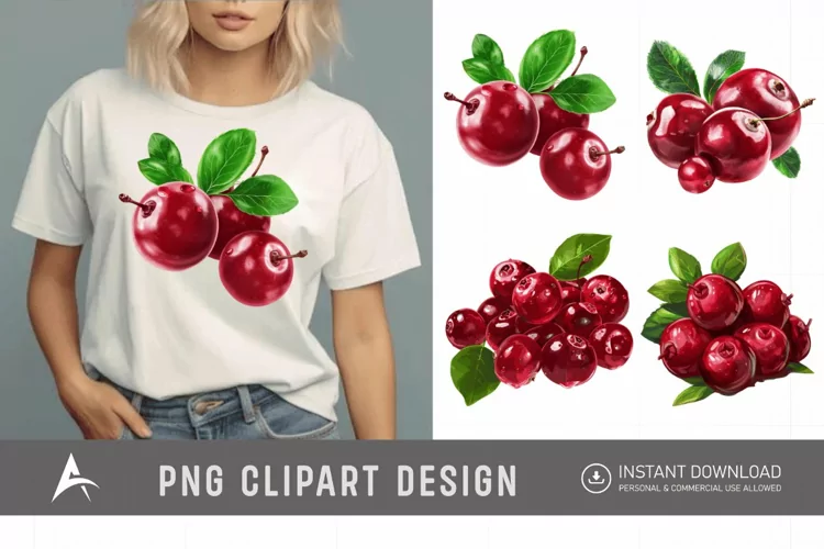 Watercolor Cranberry Clipart