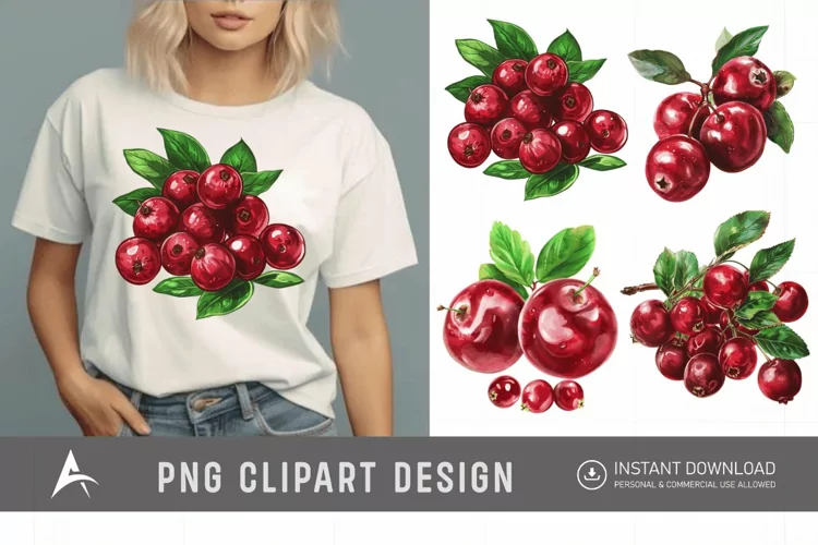 Watercolor Cranberry Clipart