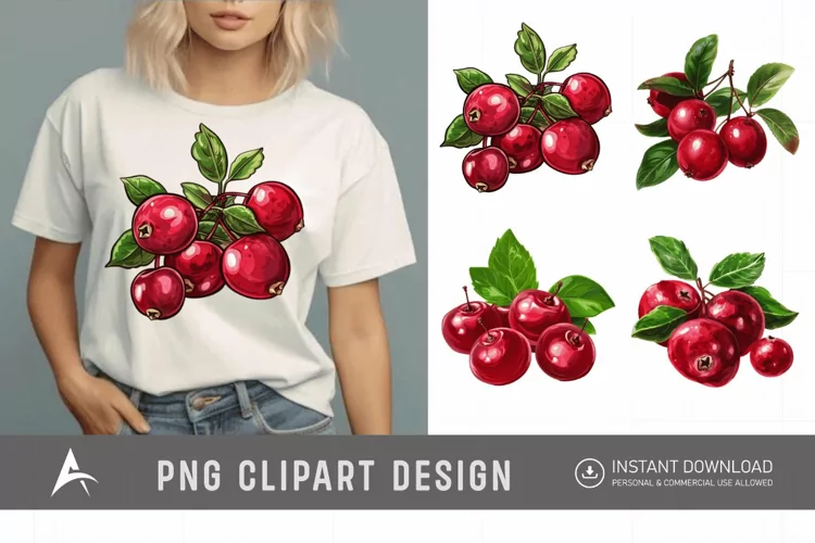 Watercolor Cranberry Clipart