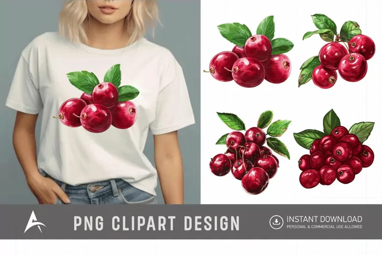 Watercolor Cranberry Clipart