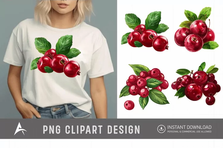 Watercolor Cranberry Clipart