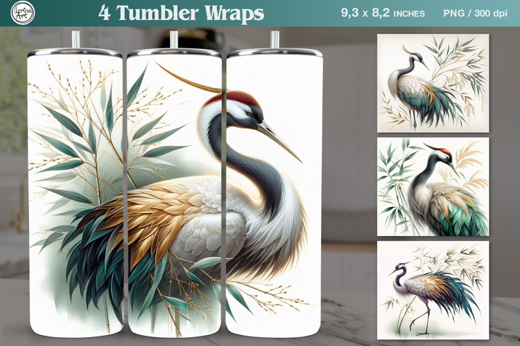 4 Crane Tumbler Sublimation, 20 oz Tumbler Wraps