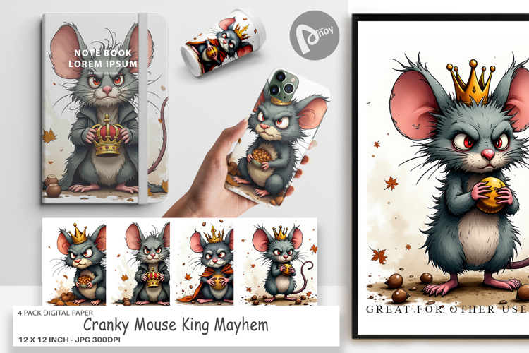 Digital Paper Cranky Mouse King Mayhem