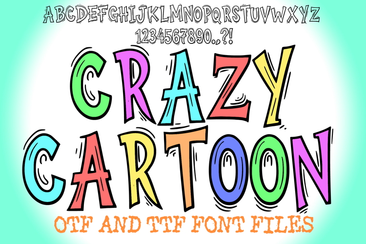 Crazy Cartoon Wacky Alphabet Lettering ABC Text Font OTF