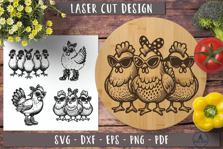 Crazy chicken lady svg Laser engraved Cutting board