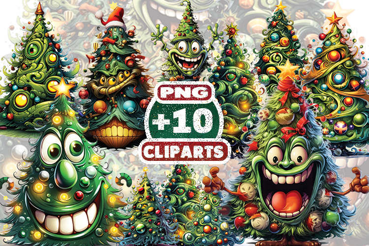 Crazy Christmas Tree Clipart | Funny Holiday Tree PNG