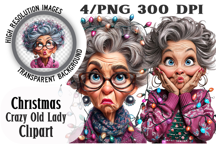 Crazy Old Lady Christmas Sublimation