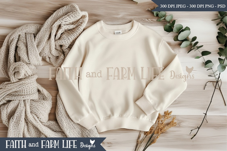 Sweatshirt mockup, farmhouse style