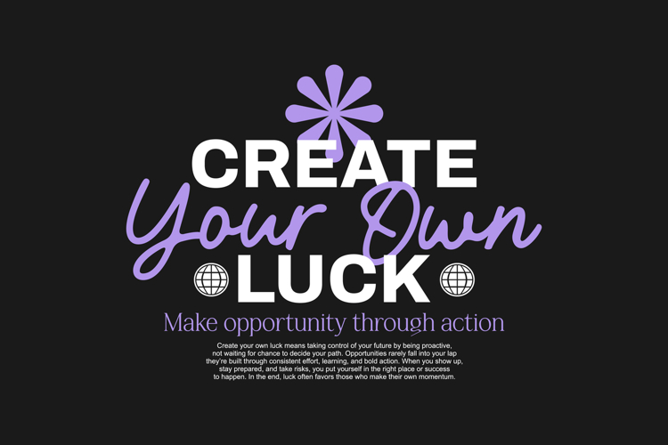Create Your Own Luck Urban Typography T-shirt Design example image 1