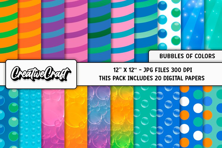Bubbles of Colors Digital Papers, scrapbook papers designs example image 1