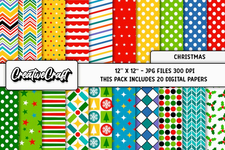 Christmas Digital Papers, scrapbooking backgrounds designs example image 1