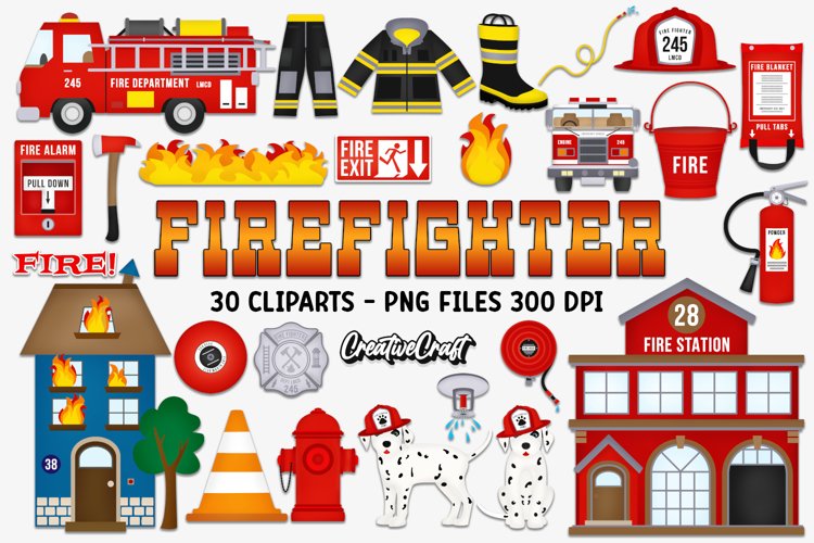Firefighter Clipart, firefighter graphics, illustrations