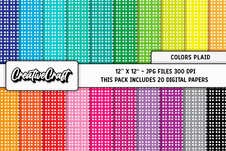 Colors Plaid Digital Papers, scrapbook backgrounds designs