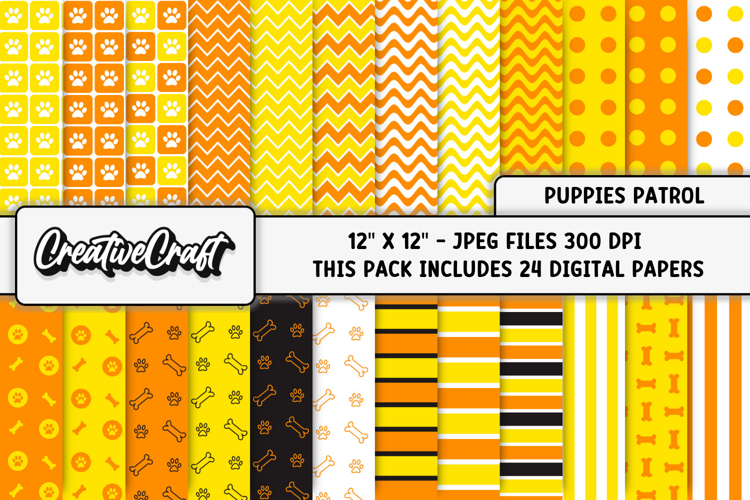 Puppies Patrol Digital Papers, scrapbook backgrounds designs