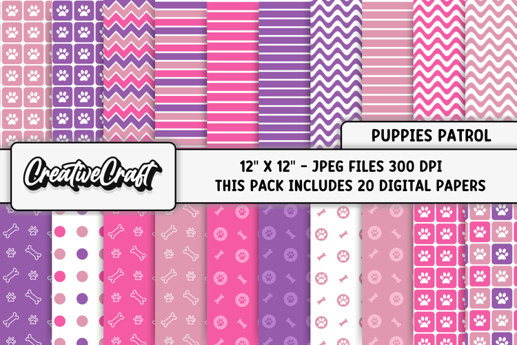 Puppies Patrol Digital Papers, scrapbook backgrounds designs