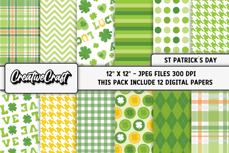St Patricks Day Digital Papers, st patricks day illustration