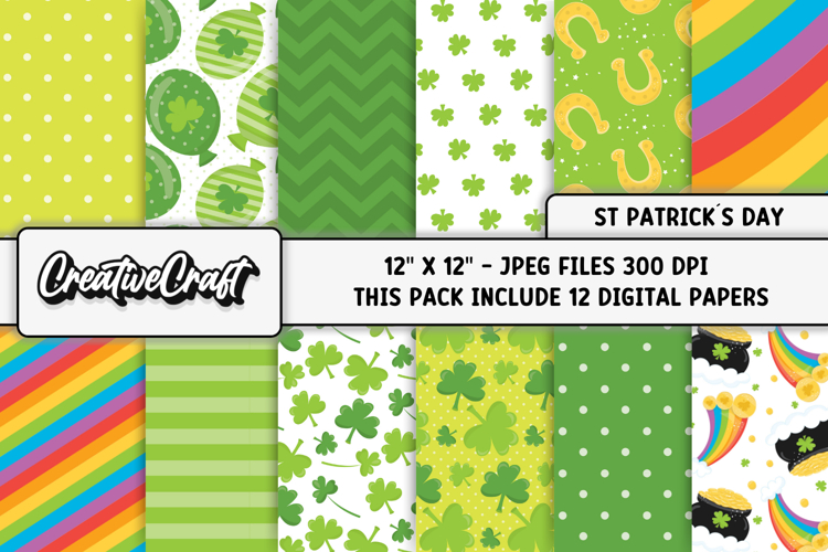 St Patricks Day Digital Papers, st patricks day illustration