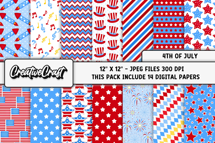 4th of July Digital Papers, independence day digital papers