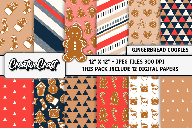 Christmas Digital Paper, gingerbread christmas digital paper