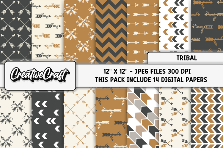 Boho Tribal Digital Paper, boho tribal digital scrapbook