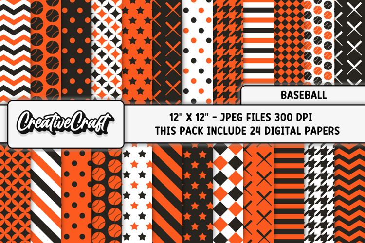 Baseball Sport Digital Paper, baseball graphic illustrations