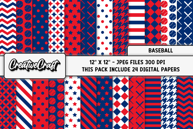 Baseball Sport Digital Paper, baseball graphic illustrations
