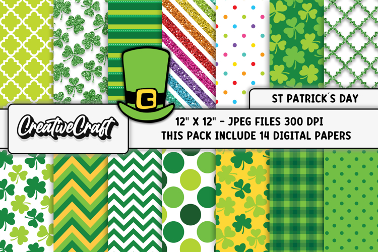 St Patricks Day Digital Papers, st patricks day illustration
