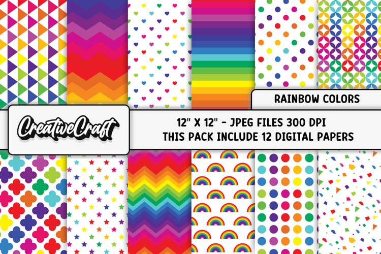 Rainbow Colors Digital Papers, scrapbook backgrounds designs