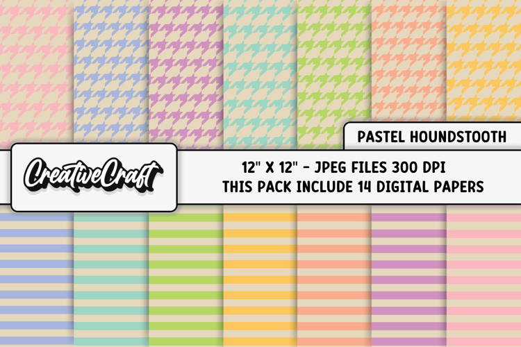 Pastel Colors Houndstooth Digital Papers, background designs