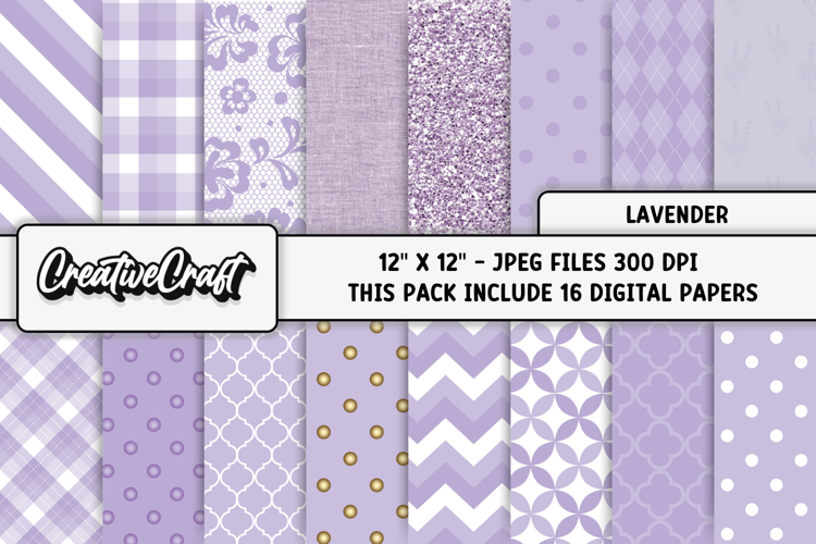 Lavender Digital Papers, purple backgrounds illustrations