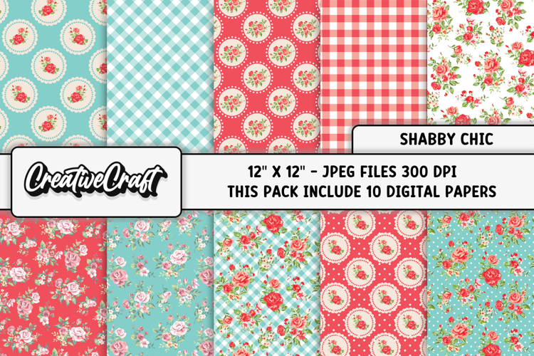Shabby Chic digital paper, shabby chic backgrounds designs