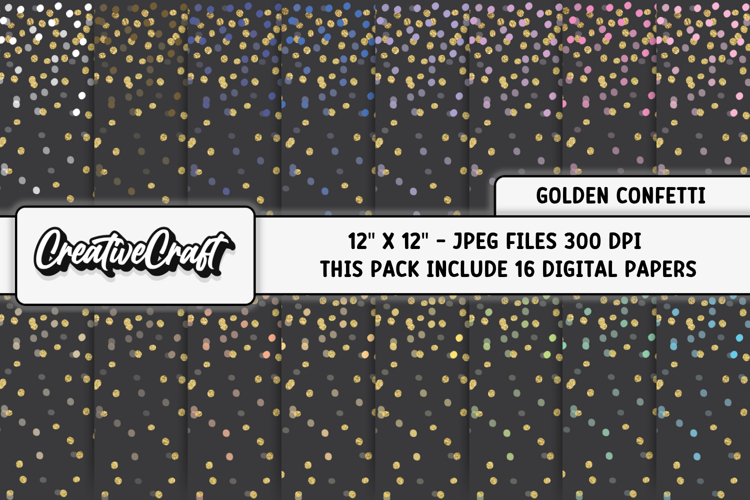 Golden Confetti Digital Paper, polka dot backgrounds designs