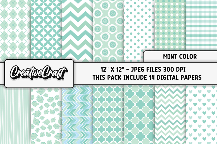 Silver Mint Digital Papers, scrapbooking backgrounds designs