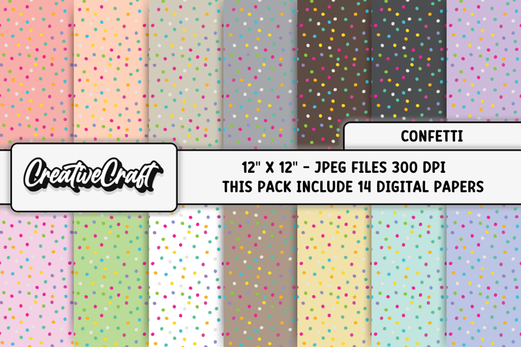 Color Confetti Digital Paper, polka dot backgrounds designs