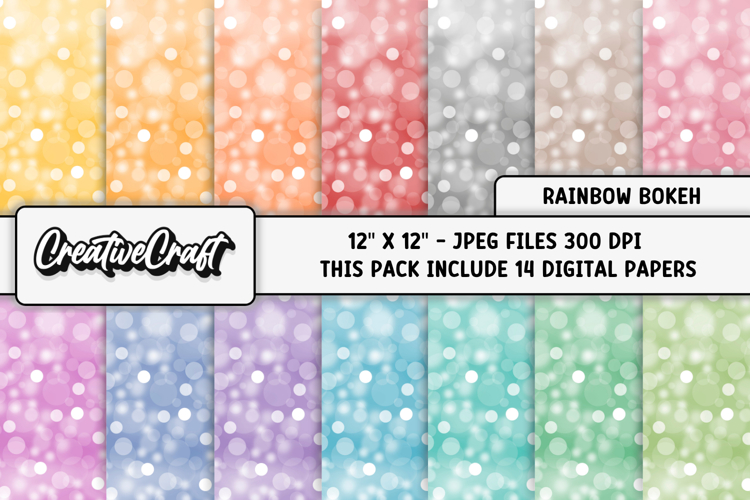 Rainbow Bokeh Digital Papers, bokeh backgrounds illustration