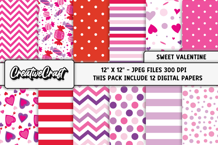 Valentines Day Digital Papers, valentines day illustrations