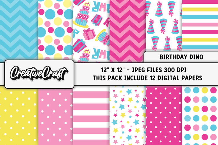 Happy Birthday Digital Papers, scrapbook backgrounds designs