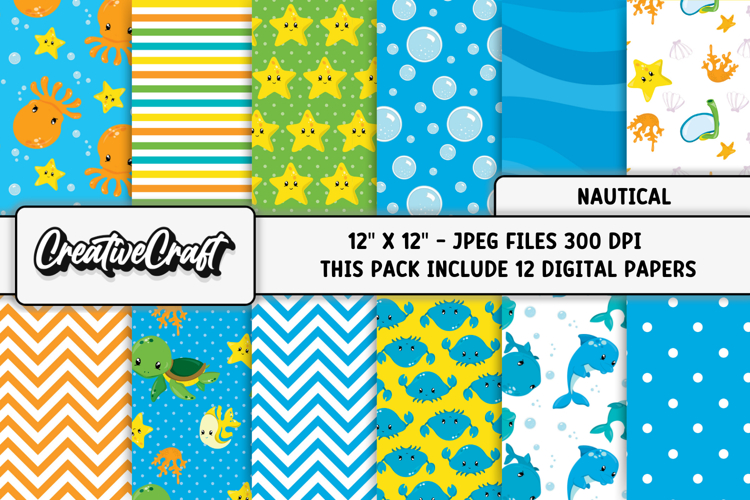 Nautical Digital Papers, scrapbooking backgrounds designs