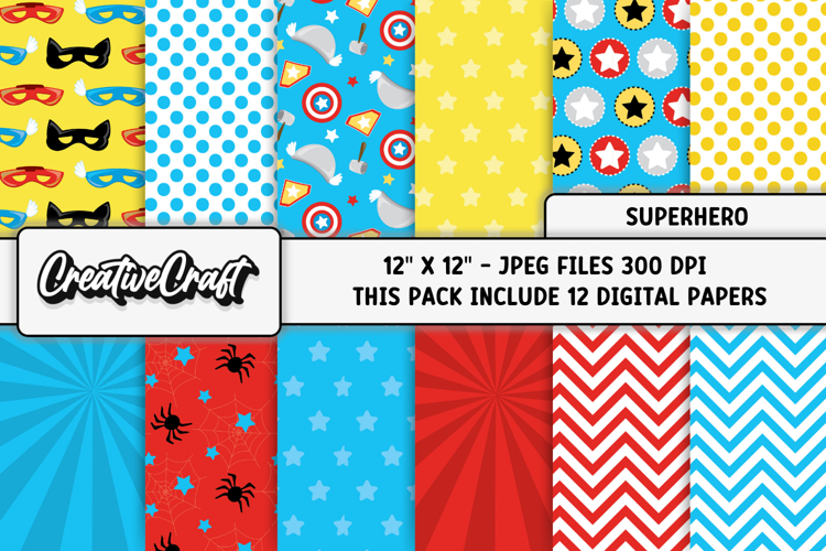 Superhero Digital Papers, scrapbooking backgrounds designs