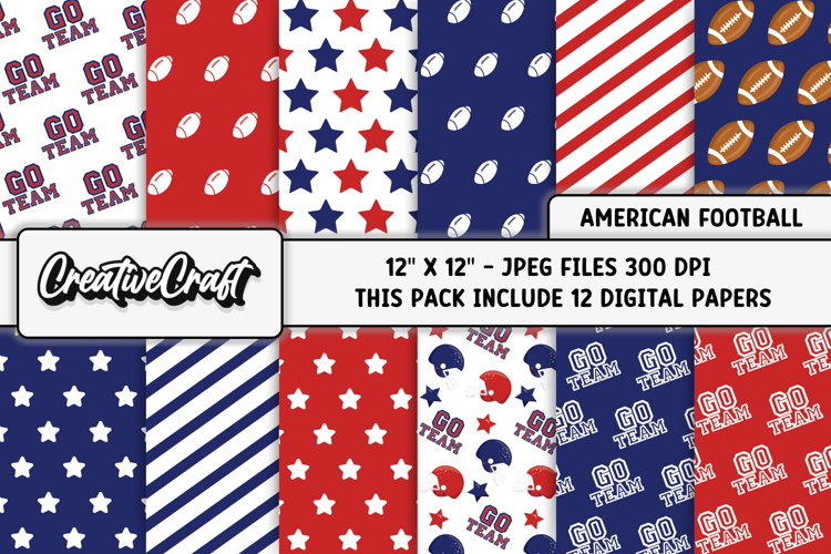 American Football Digital Papers, illustrations, backgrounds