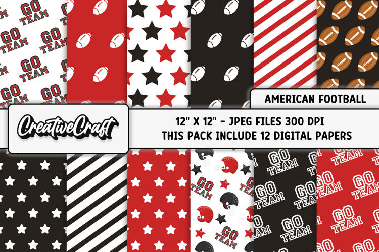 American Football Digital Papers, illustrations, backgrounds
