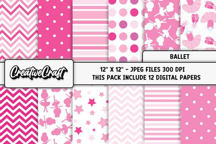Ballerina Ballet Digital Papers, dance scrapbook papercraft