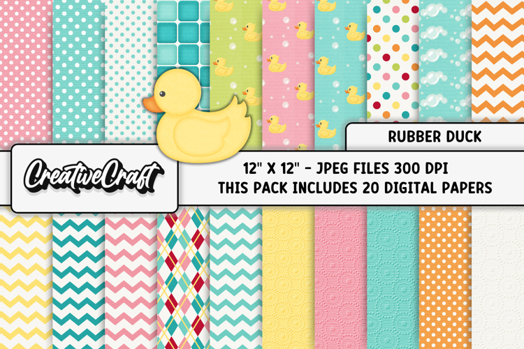 Rubber Duck Digital Paper, baby graphics, baby illustrations