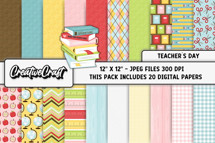 Teachers Digital Paper, school scrapbook backgrounds designs
