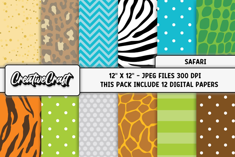 Safari Digital Papers, animal print backgrounds designs