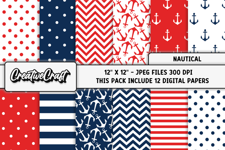 Nautical Digital Papers, scrapbooking backgrounds designs