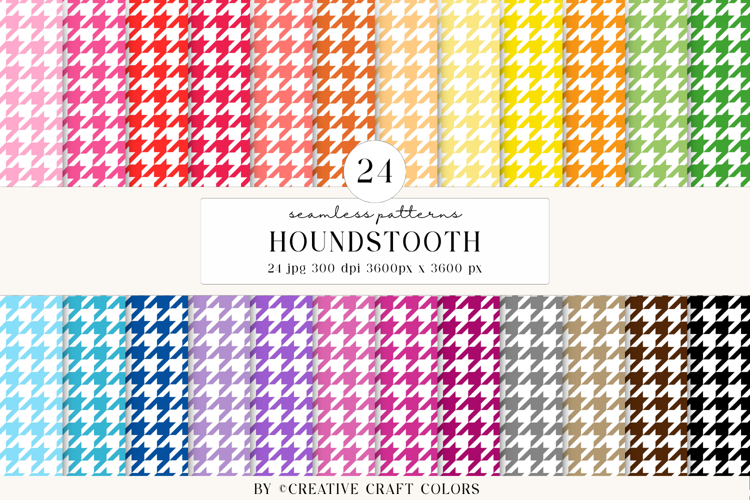 Houndstooth Seamless Patterns, rainbow digital papers design
