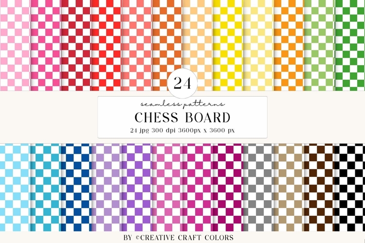 Chess Board Seamless Patterns, rainbow digital papers design